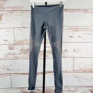 Alo Yoga Women's Coast Leggings Grey Mesh Panel Full Length XS